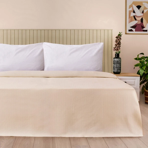 Soft Sable Çift Kişilik Pike - Bej - 200x220 cm ürün görseli 1