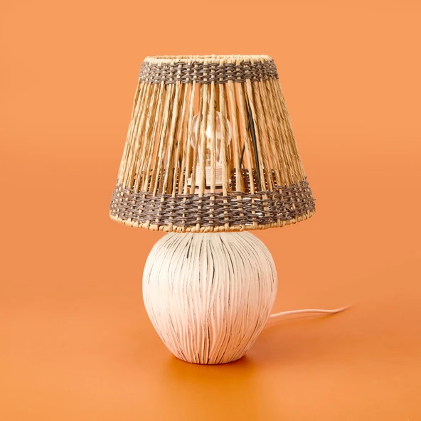 Light Dorian Eskitme Seramik Abajur - Krem - 40x40x25 cm - 2