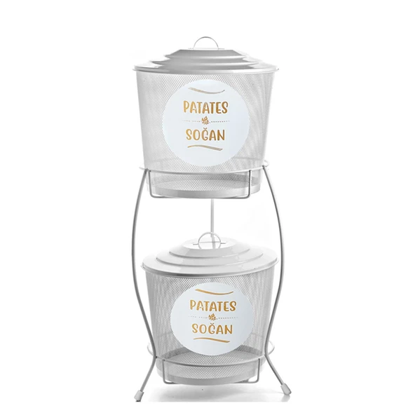 Metal 2 Katlı Sebzelik - Beyaz