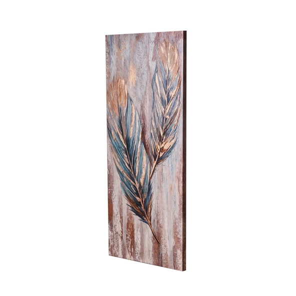 Deco Leaf Kanvas Tablo - Renkli - 50x120 cm - 3