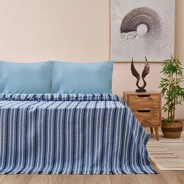 Soft Nautis Tek Kişilik Pike - Mavi - 160x220 cm ürün görseli 1