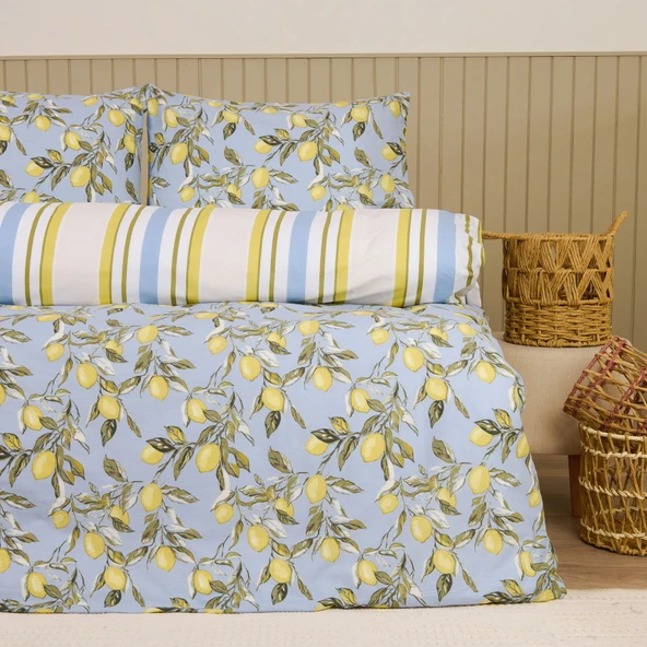 Soft Fresco Çift Kişilik Nevresim Takımı - Mavi