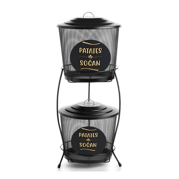 Metal 2 Katlı Sebzelik - Siyah