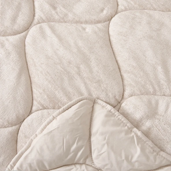 43182 Çift Kişilik Kadife Yorgan - Krem - 195x215 cm - 3