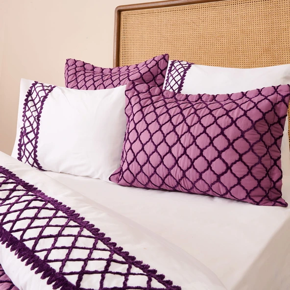 Store Fiona Çift Kişilik 7 Parça Yatak Örtüsü Seti - Mürdüm - 2