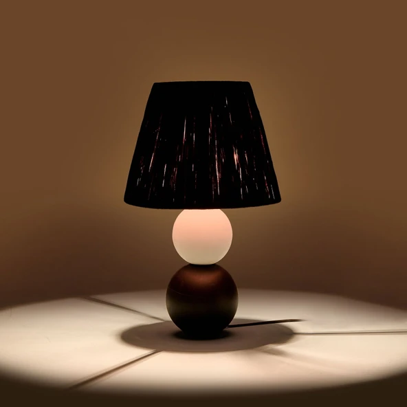 Light Vestri Seramik Abajur - Siyah / Beyaz - 40x40x25 cm - 2