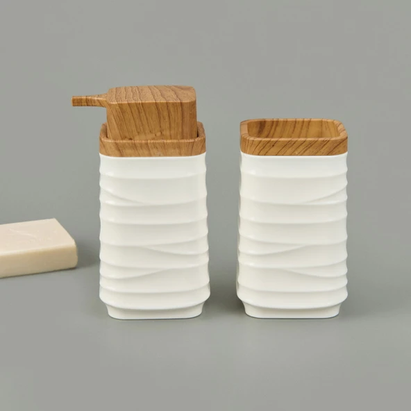 Bath Luna 2'li Sıvı Sabunluk ve Diş Fırçalık Seti - Beyaz - 2