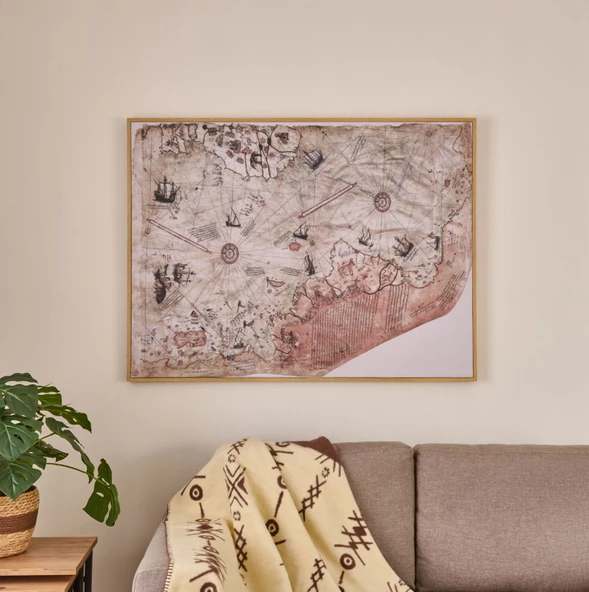 Deco Piri Reis Tablo - Açık Kahverengi - 120x90 cm - 2