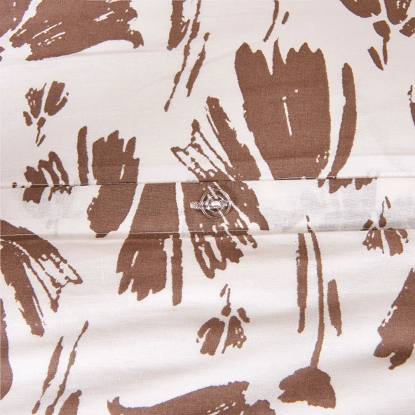 Soft Lily Çift Kişilik Nevresim Takımı - Ekru / Kahverengi - 3