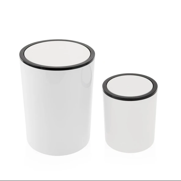 2'li Çöp Kovası Seti - Beyaz - 5 lt + 2 lt - 2