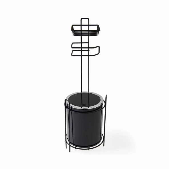 Yedekli Wc Kağıtlığı Ve Çöp Kovası - Siyah - 3