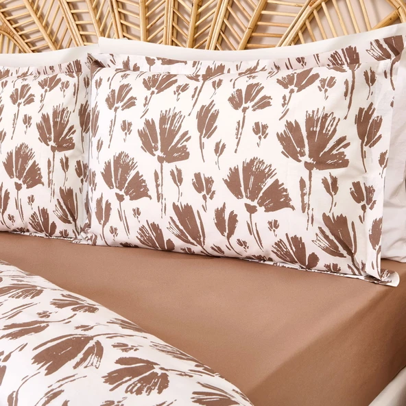 Soft Lily Çift Kişilik Nevresim Takımı - Ekru / Kahverengi - 2