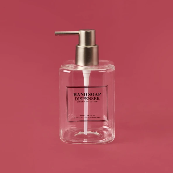 Kare Borosilikat Cam Sıvı Sabunluk - Şeffaf / Gri