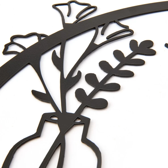 Deco Flower Metal Tablo - Siyah - 40x40 cm - 3