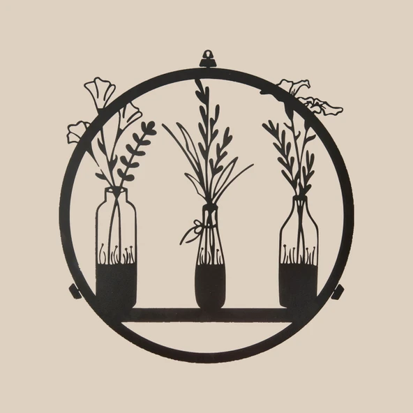 Deco Flower Metal Tablo - Siyah - 40x40 cm