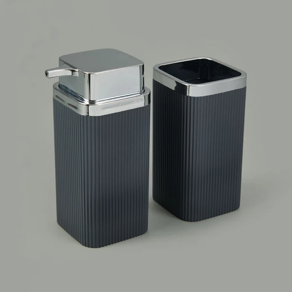 Bath Stella 2'li Sıvı Sabunluk ve Diş Fırçalık Seti - Antrasit