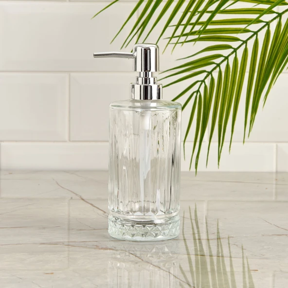 Cam Sıvı Sabunluk - Şeffaf - 20x9 cm