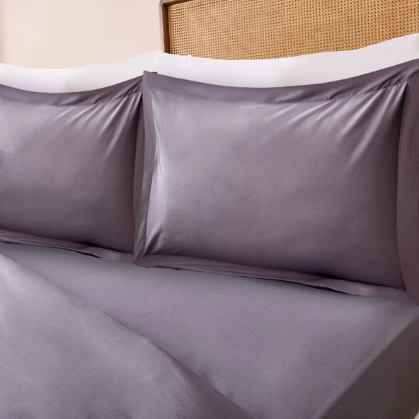 Soft Oxford Yastıklı Çift Kişilik Nevresim Takımı - Antrasit - 2