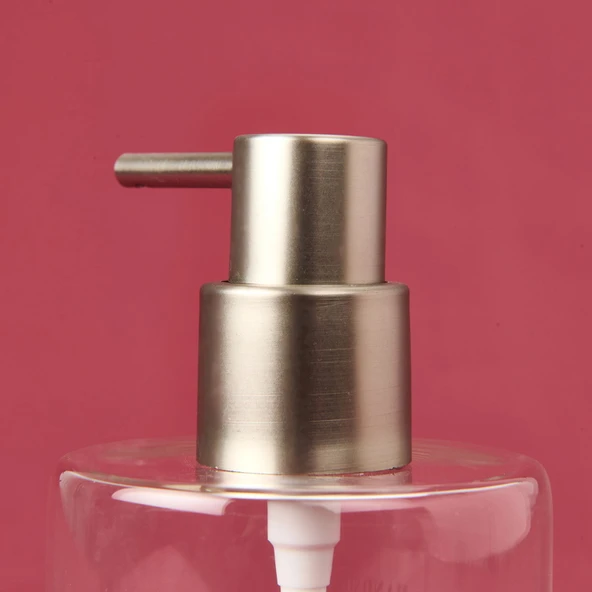 Yuvarlak Borosilikat Cam Sıvı Sabunluk - Şeffaf / Gri - 3