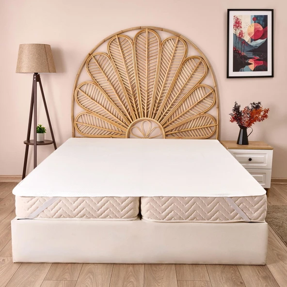 Soft Minik Kapitoneli Tek Kişilik Sıvı Geçirmez Lastikli Alez - Beyaz - 100x200 cm