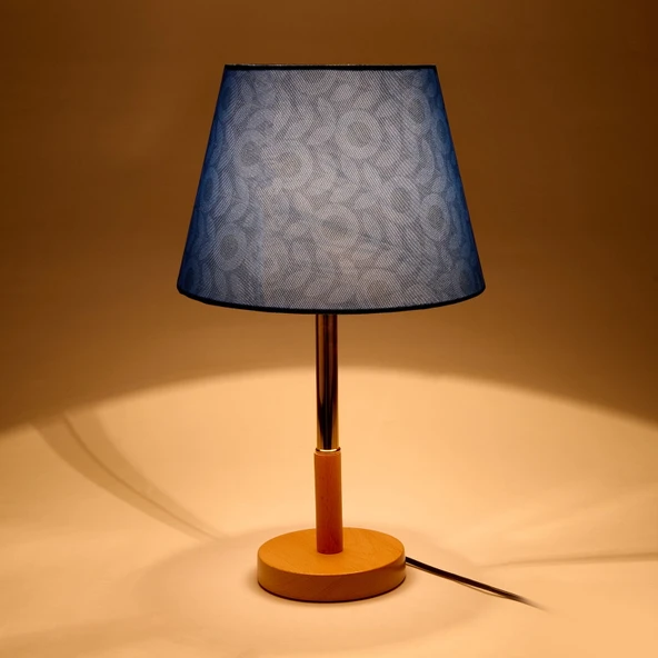 Lighting Retro Geometrik Desenli Abajur - Mavi - 50 cm - 3
