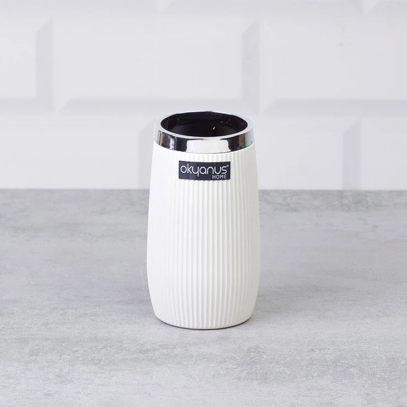 Home Çizgili Yuvarlak Diş Fırçalık Macunluk - Asorti - 3