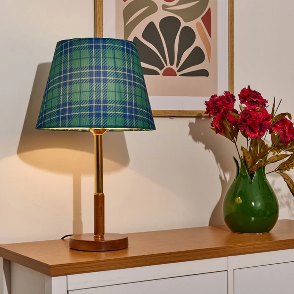 Lighting Ekose Desenli Abajur - Yeşil - 50 cm - 2