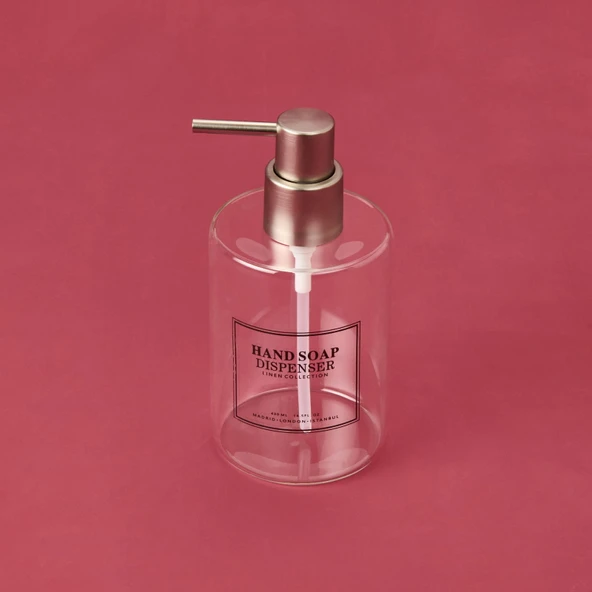 Yuvarlak Borosilikat Cam Sıvı Sabunluk - Şeffaf / Gri - 2