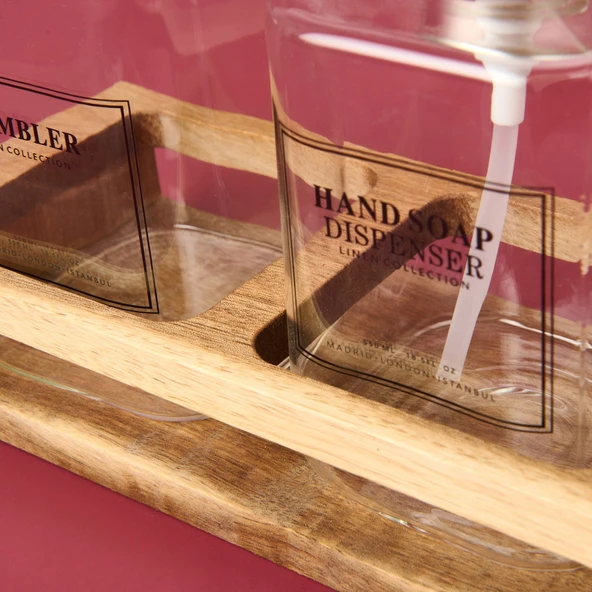 Cam 2'li Kare Sıvı Sabunluk Seti - Şeffaf / Siyah - 3