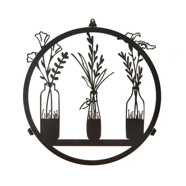 Deco Flower Metal Tablo - Siyah - 40x40 cm - 2