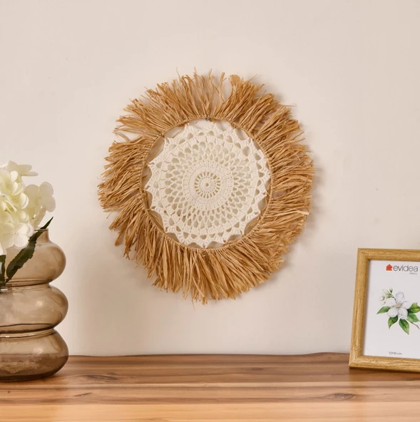 Deco Boho Dekoratif Süs - Bej - 40 cm