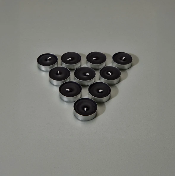 10'lu Tealight Mum - Siyah - 3,8 cm ürün görseli 1