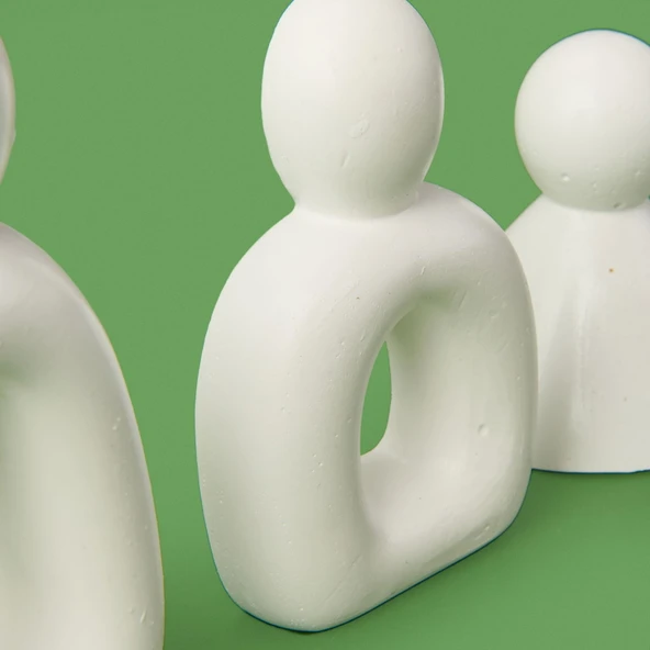 Deco 3'lü Family Obje - Beyaz - 3