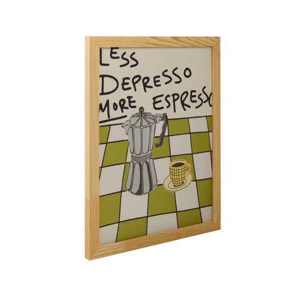 Deco Less Depresso More Espresso Duvar Panosu - Renkli - 30x40 cm - 3