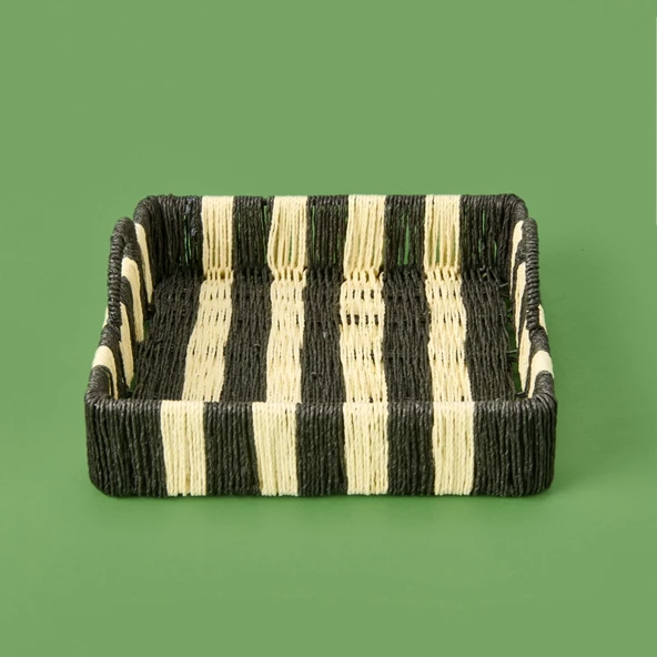 Deco Acerra Dekoratif Tepsi - Siyah / Krem - 22x22x5 cm - 2