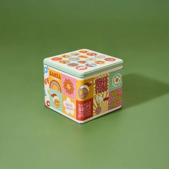 Baskılı Kare Kutu - Renkli - 14 cm - 3