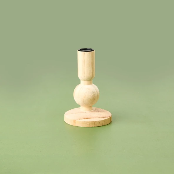 Konik Şamdan - Krem - 9,5x9,5x12,8 cm - 2