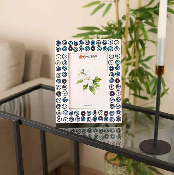 Deco Rosquilla Çerçeve - Mavi / Beyaz - 13x18 cm ürün görseli 1