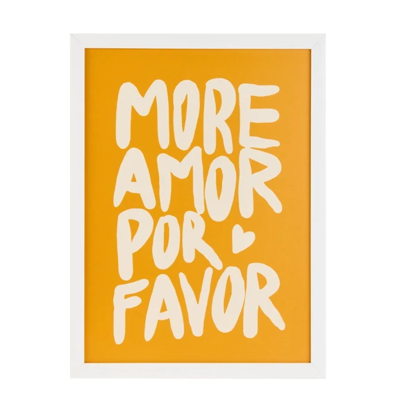 Deco More Amor Por Favor Pano - Sarı - 30x40 cm - 2