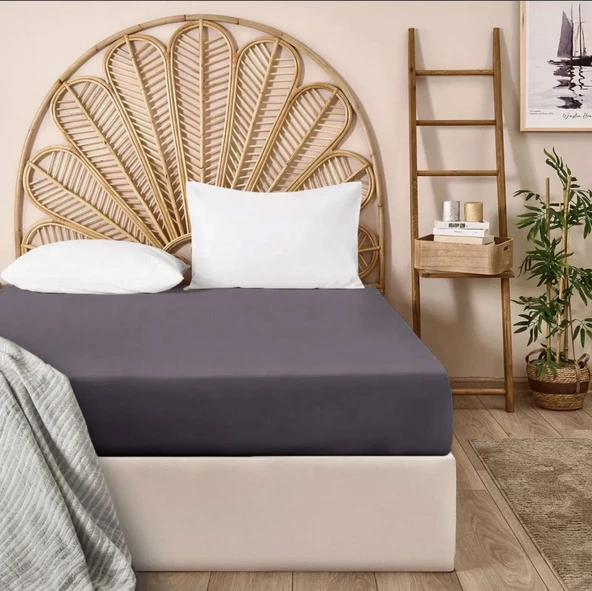 Soft Basic Çift Kişilik Lastikli Çarşaf - Antrasit - 180x200 cm ürün görseli 1