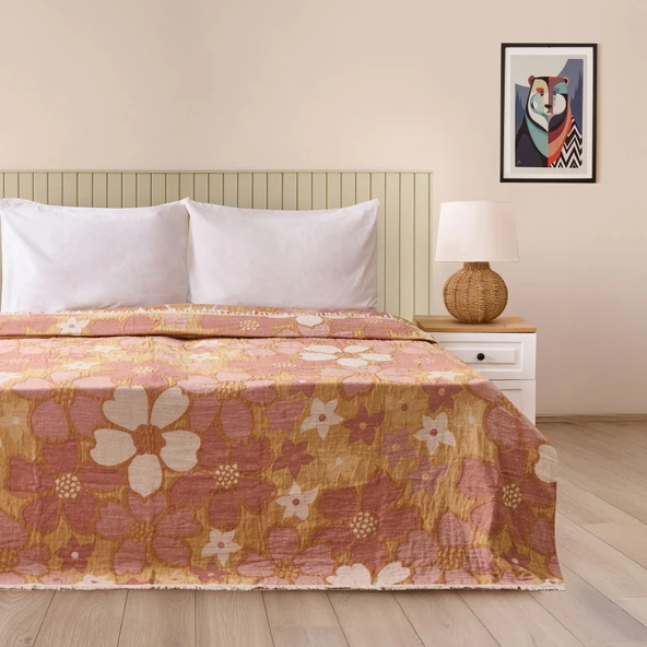 Soft Earthy Çift Kişilik Müslin Pike - Kiremit - 230x240 cm