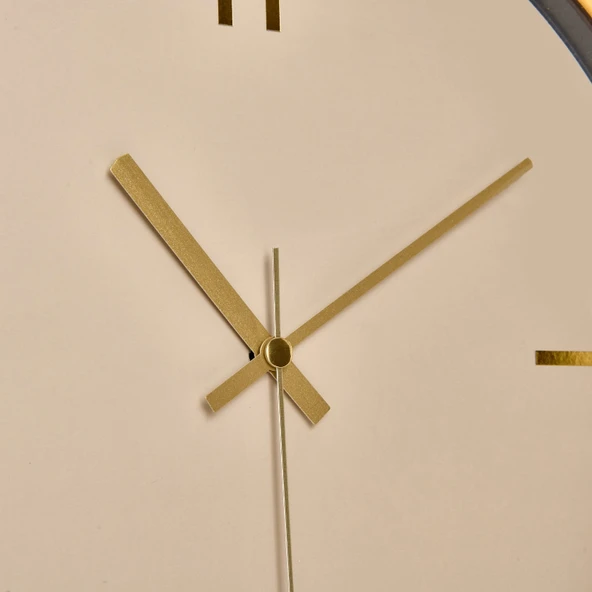 Dekoratif Krem Kadran Çizgi Rakam Duvar Saati - Altın - 29 cm - 3
