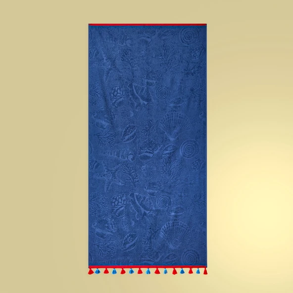 Soft Seashell Plaj Havlusu - Lacivert - 70x140 cm