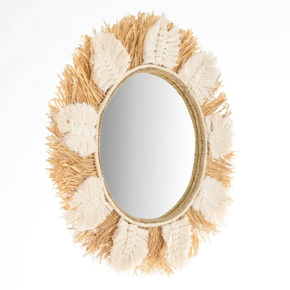Deco Boho Ayna - Beyaz - 40 cm - 2