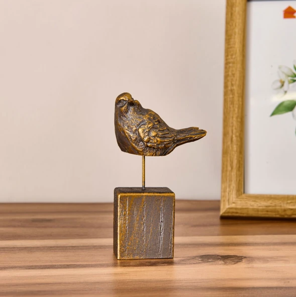 Deco Serçe Dekor - Füme / Altın - 11 cm