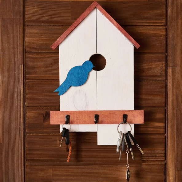 Dekor Kuş Yuvası Desenli Anahtar Kutusu - Renkli - 20x33 cm ürün görseli