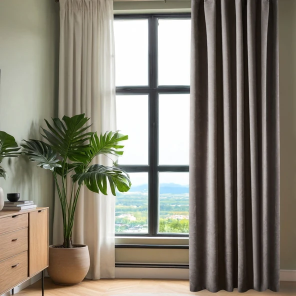 Soft Devon Fon Perde - Gri - 140x270 cm