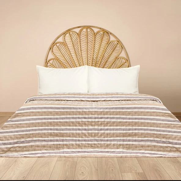Soft Galler Tek Kişilik Yatak Örtüsü - Bej - 160x230 cm - 1