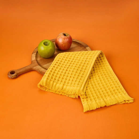 Soft Waffle Mutfak Havlusu - Hardal - 30x45 cm ürün görseli