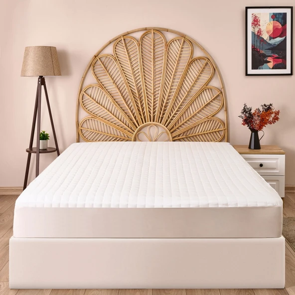 Soft Kapitoneli Sıvı Geçirmez Fitted Tek Kişilik Alez - Beyaz - 100x200 cm